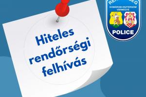 rendőrségi felhívás