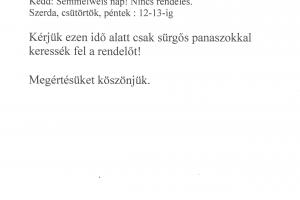 változik a rendelési idő