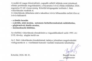 I. fokú vízkorlátozás
